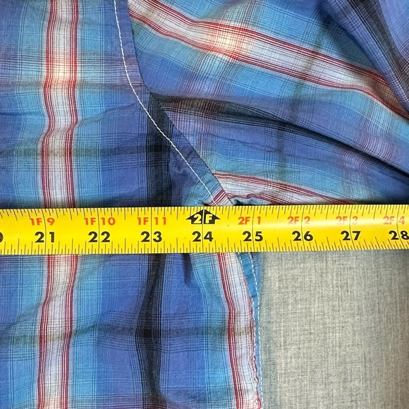 Rafter C Blue and Red Plaid Button Down Western Shirt - Picture 7 of 12